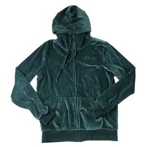 Pink Victoria's Secret Full Zip Velour Hoodie Sweatshirt Green Size XS